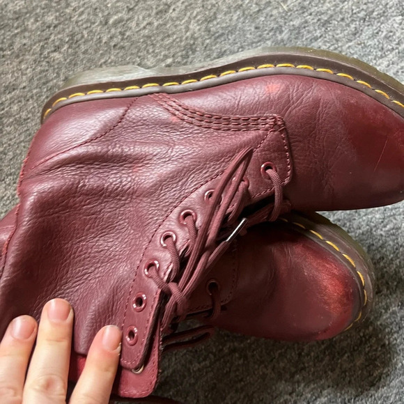 Dr. Martens 1460 Women’s Pascal Virginia Leather Boots Burgundy Size 38 Women - Picture 7 of 10